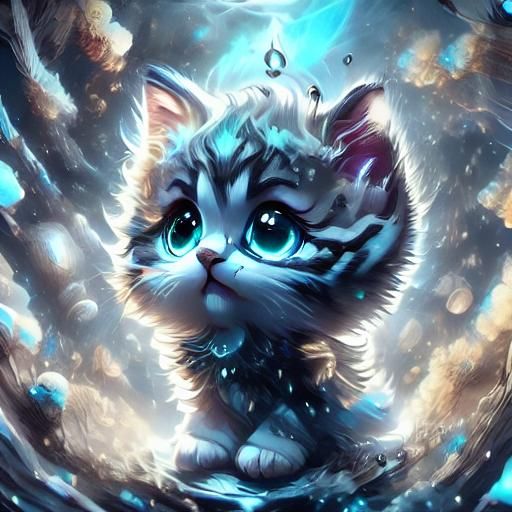 Cute Kitten with Insane Light Effects
