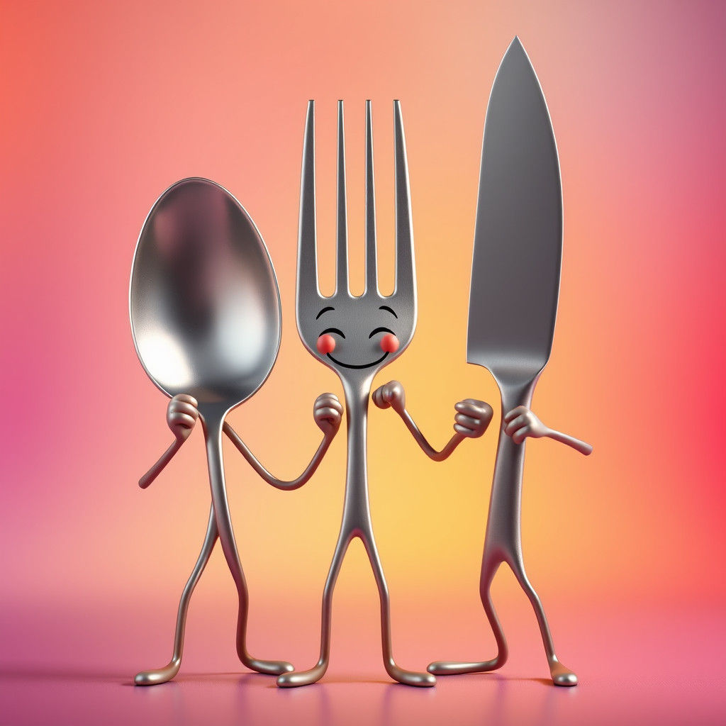 Anthropomorphic Utensils in Hyperrealistic Digital Art