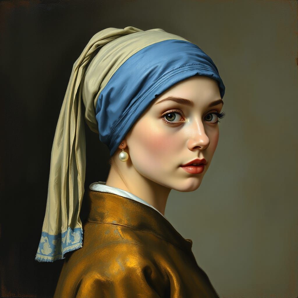 Girl with Pearl Earring in Whimsical Ghibli Art