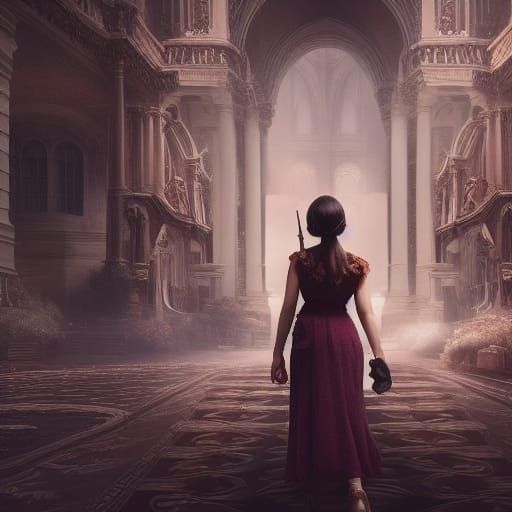 Dramatic Portrait of Brunette Female Writer