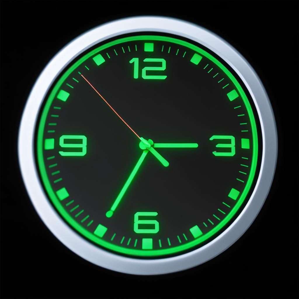 Luminous Digital Clock at Night in HDR