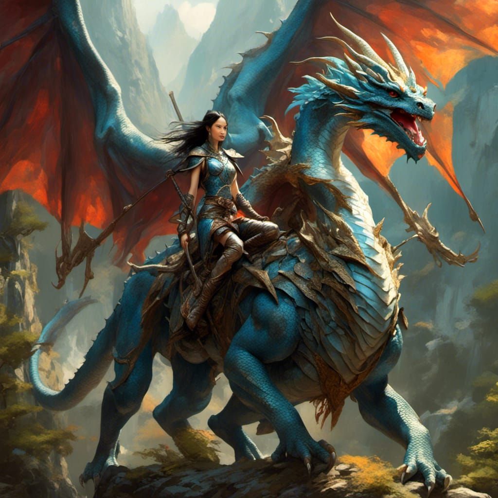 Asian Elf Warrior Dragon Rider