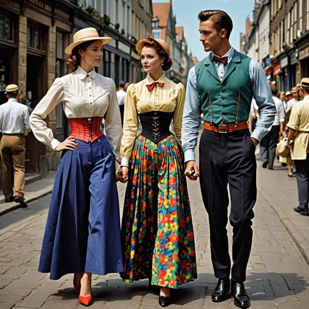 Colorful Corset and Trousers Fashion Image