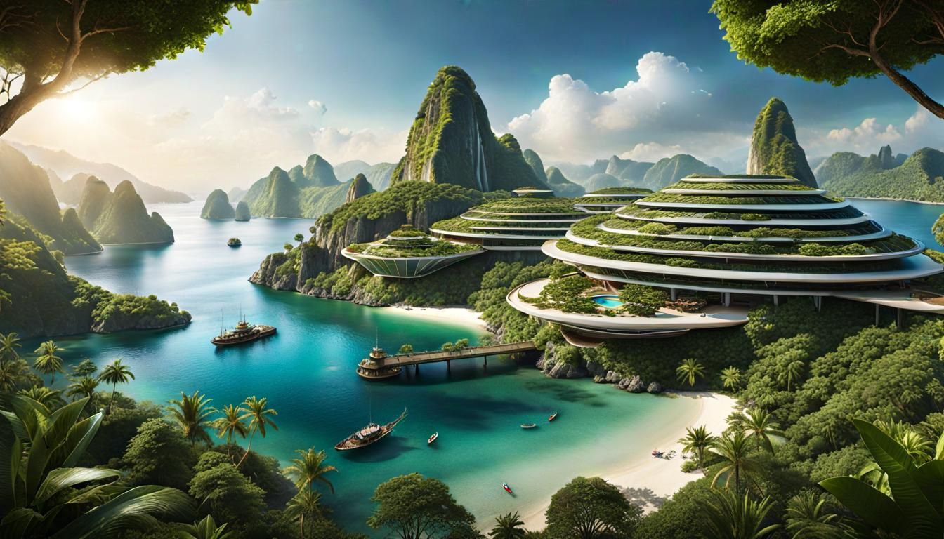 Seascape Solarpunk Metaverse