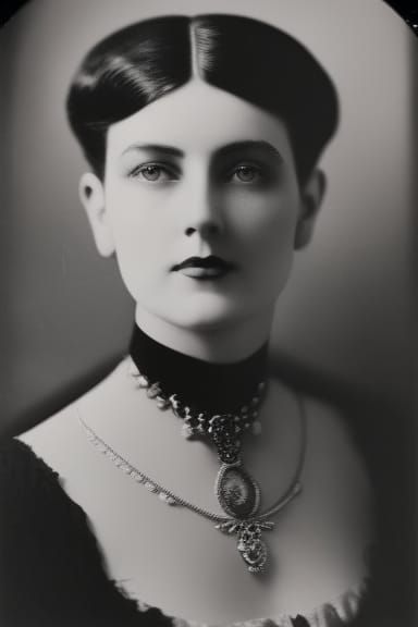 Vintage Black and White Portrait of a Beautiful Lady