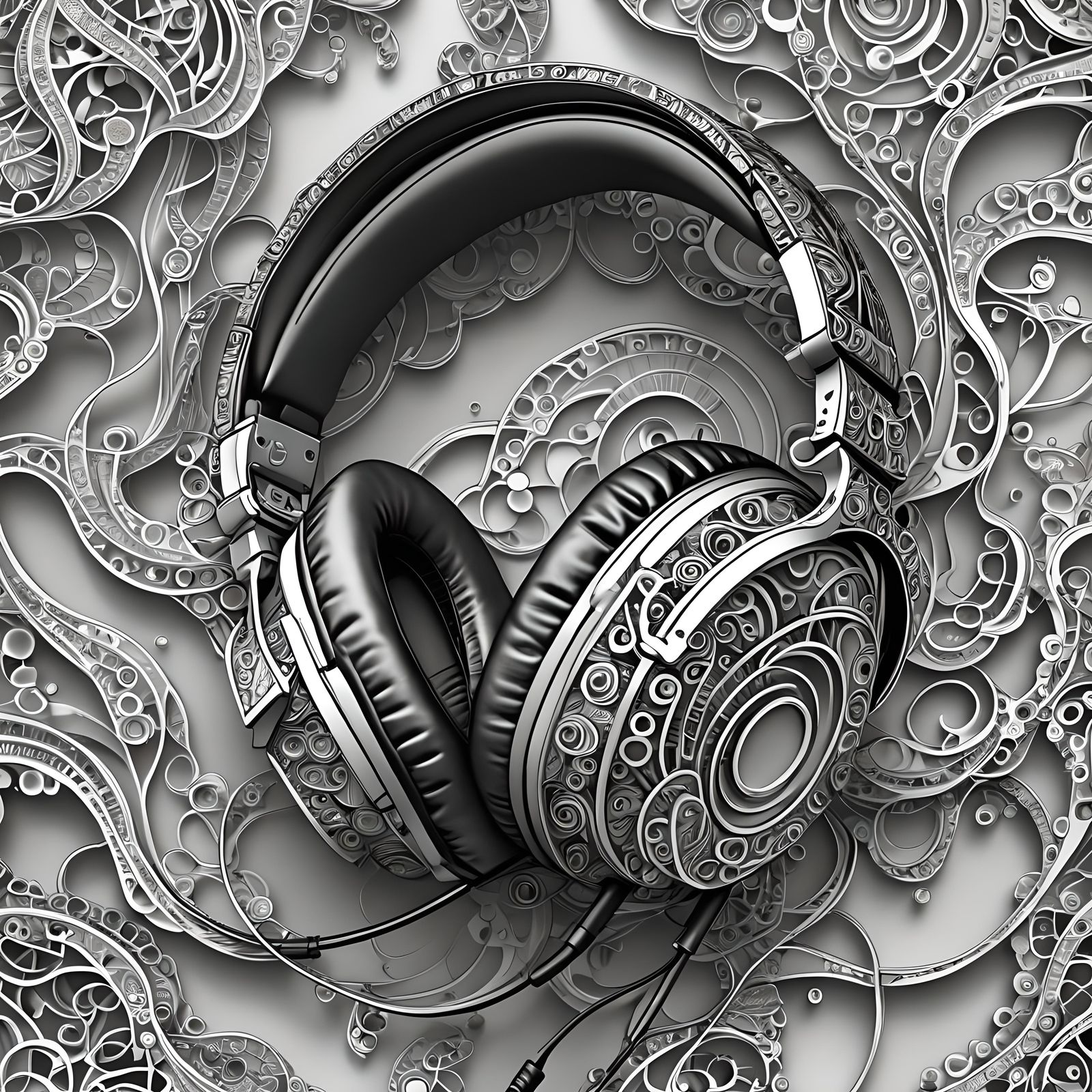 Abstract Fractal Headphone Design with 3D Shading