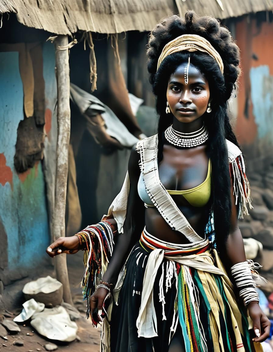 Brazilian Indigenous Woman in Traditional Dress