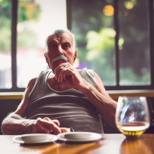 Old Freddie Mercury Portrait with Wine