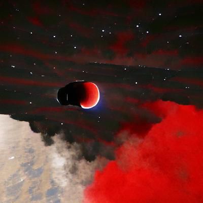 Blood Red Eclipse on Black Sky