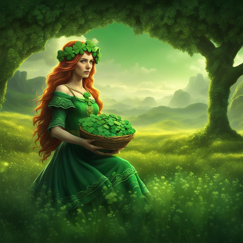 St. Patrick's Day Celtic Woman in Meadow