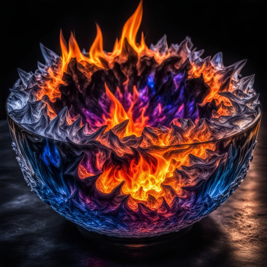 Fiery Crystal Basin with Chaotic Flames