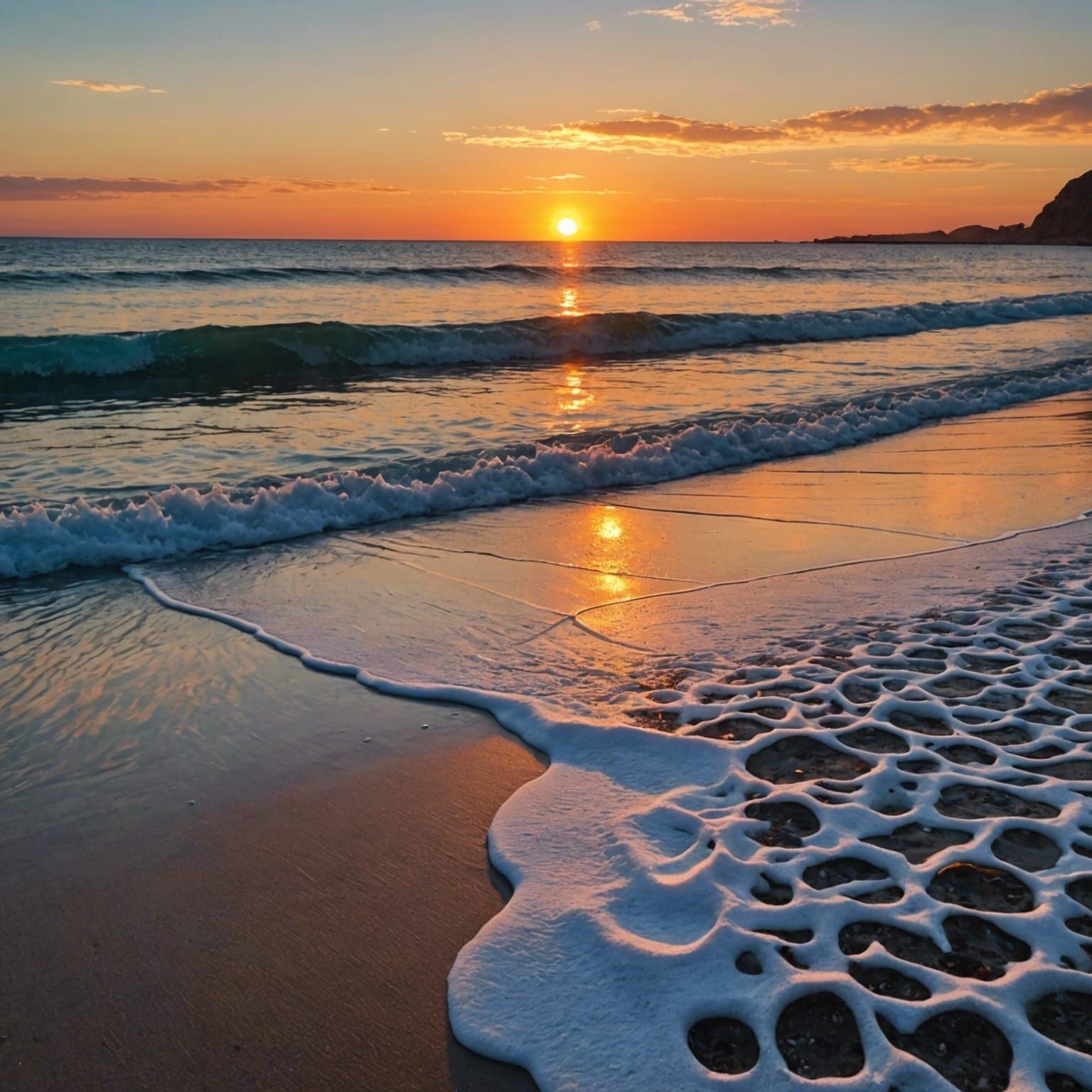 Beach Sunset: Close-Up View