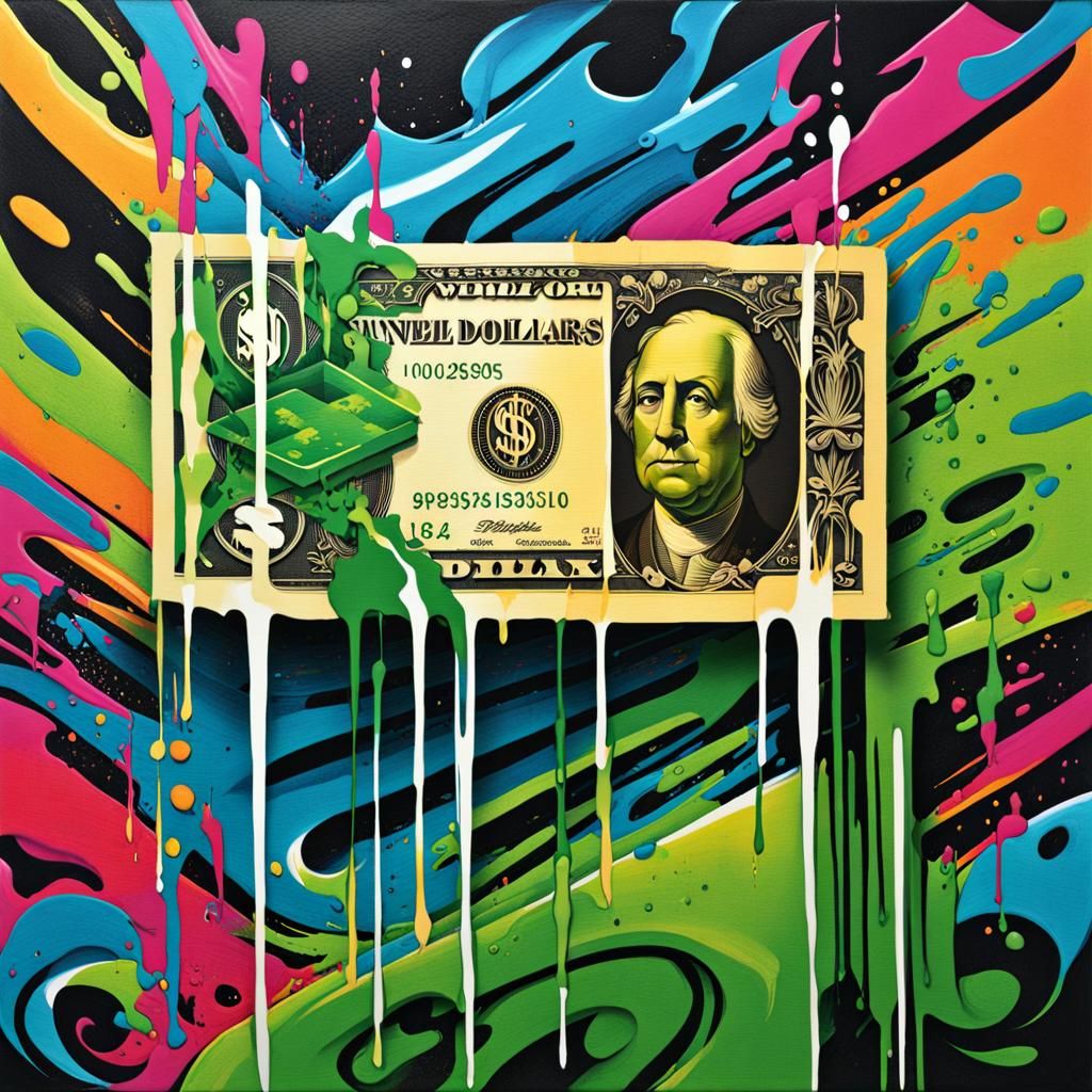 Stylized Dollar Bill Graffiti Art for Personal Finance