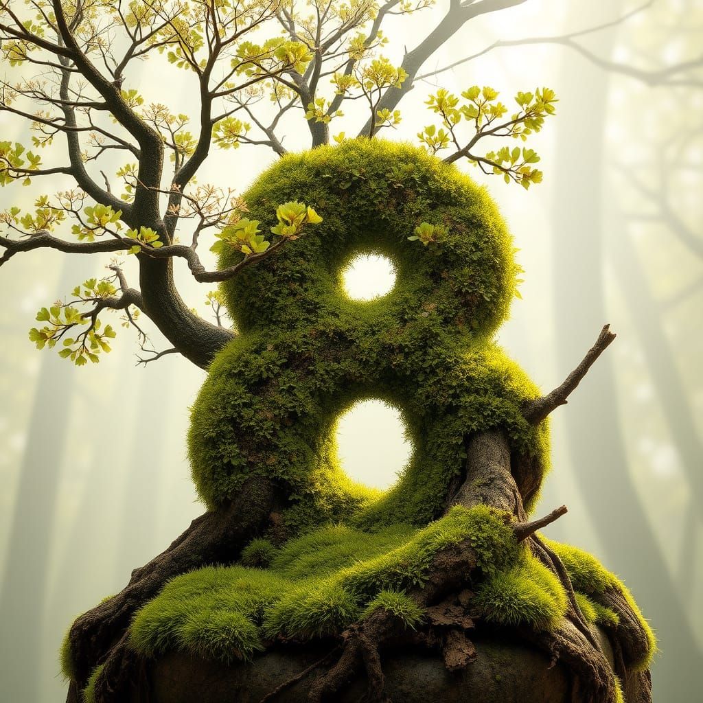 Naturepunk Scene with Mossy Overgrowth in Solarpunk Style