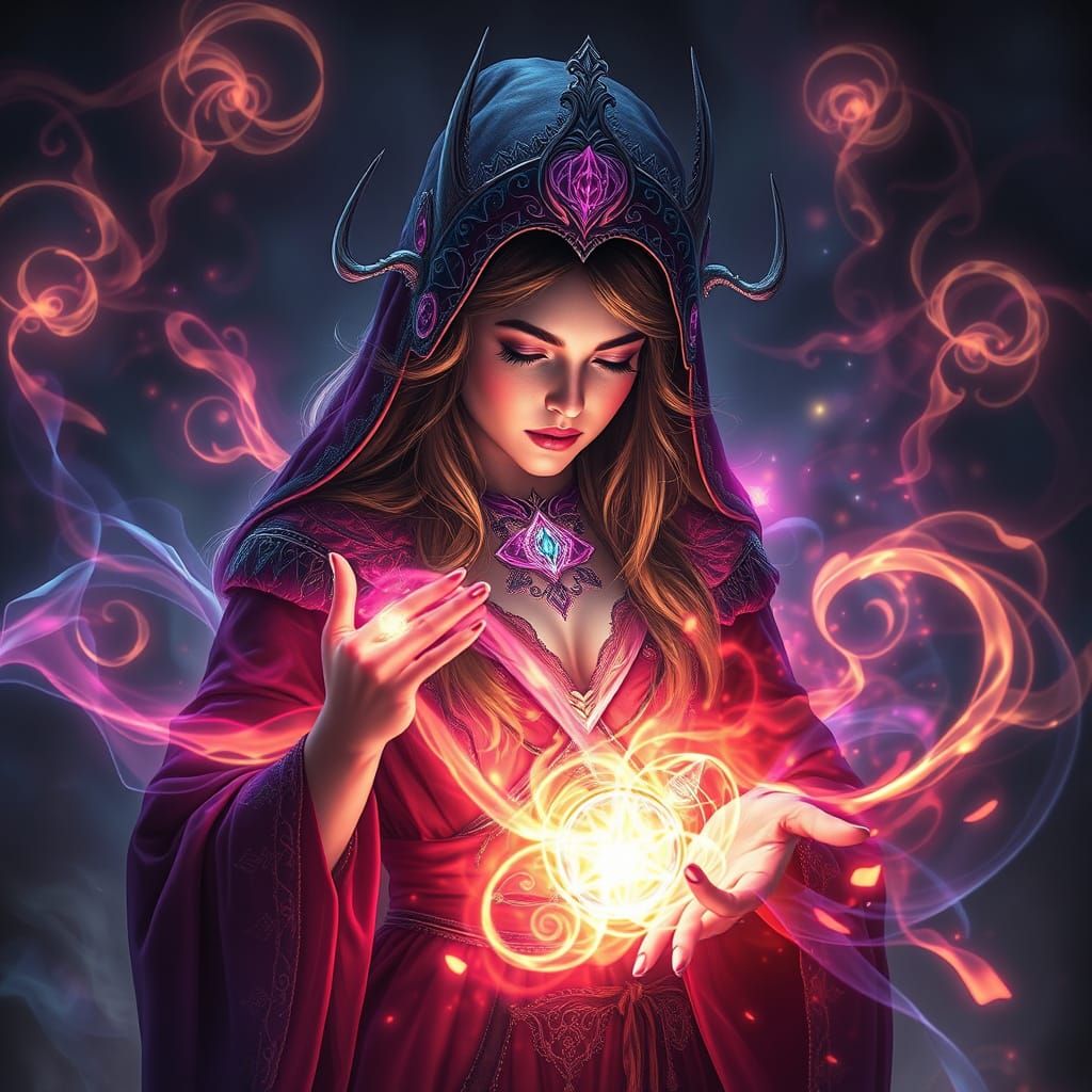 Ethereal Sorceress in Dreamlike Realm