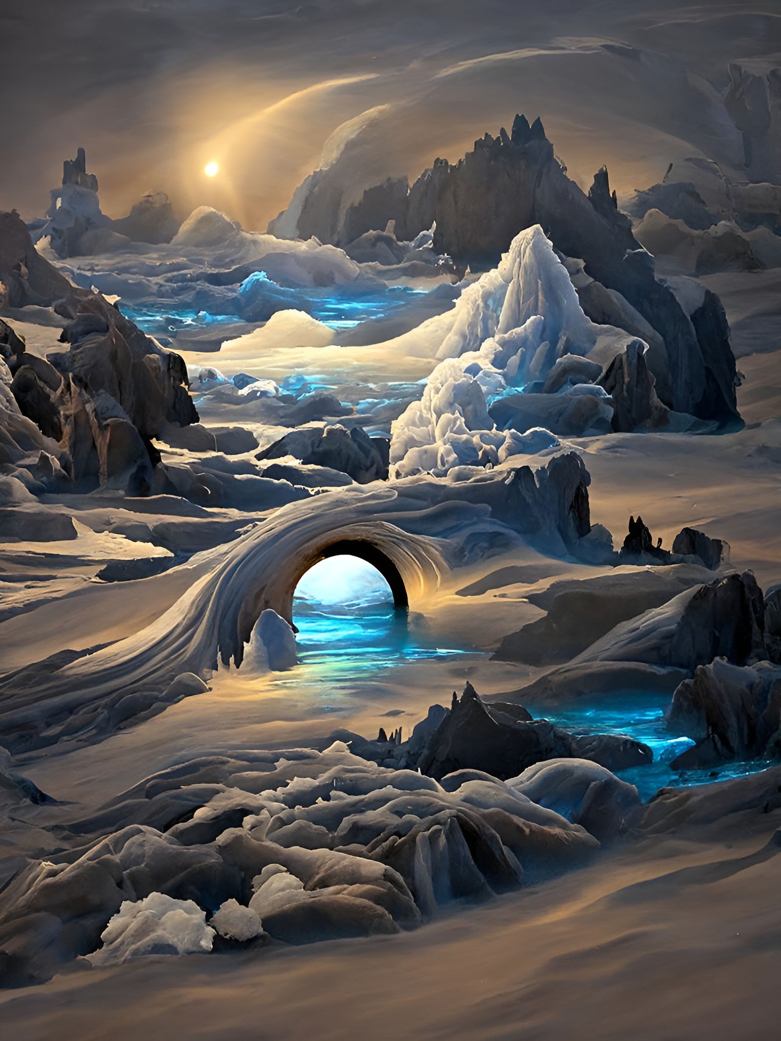 Surreal Antarctic Portal: A Psychedelic Landscape