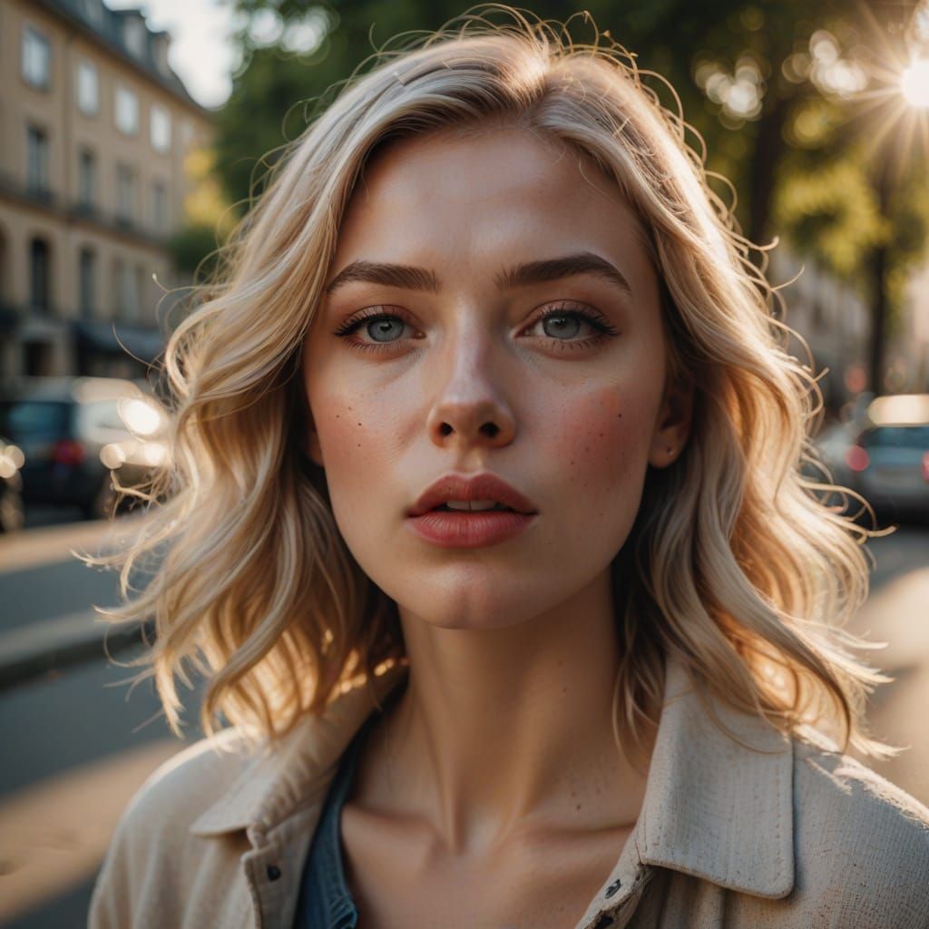 Photorealistic Portrait of a Woman Blowing a Kiss