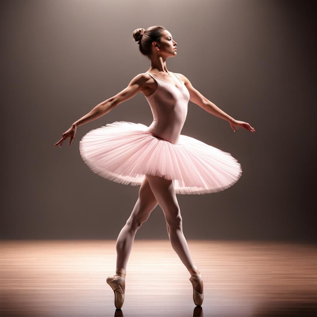 Delicate Ballerina Dancing on Stage in 3D