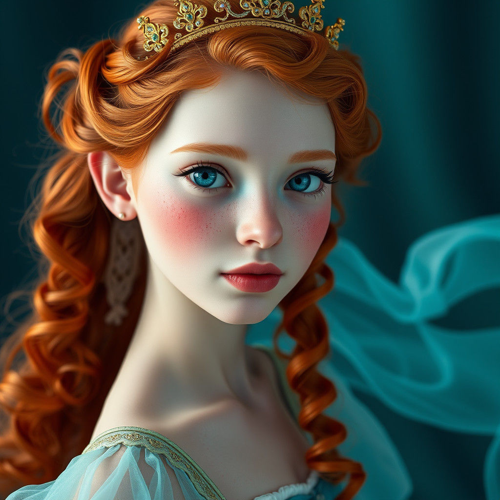 Scottish Girl in Turquoise Gown, Fantasy Concept Art