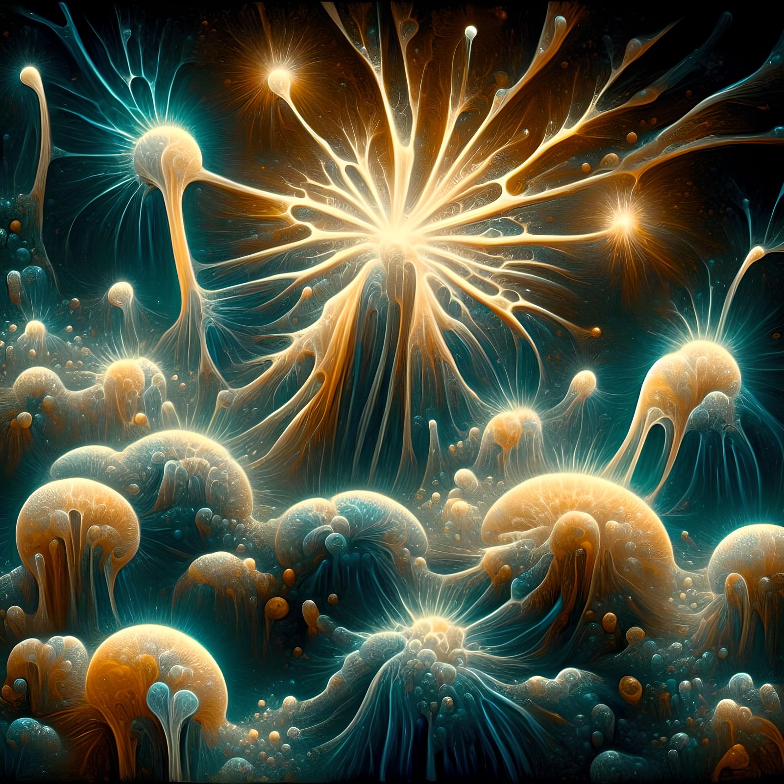 Surreal Microscopic Aquatic Life in Electric Highlights