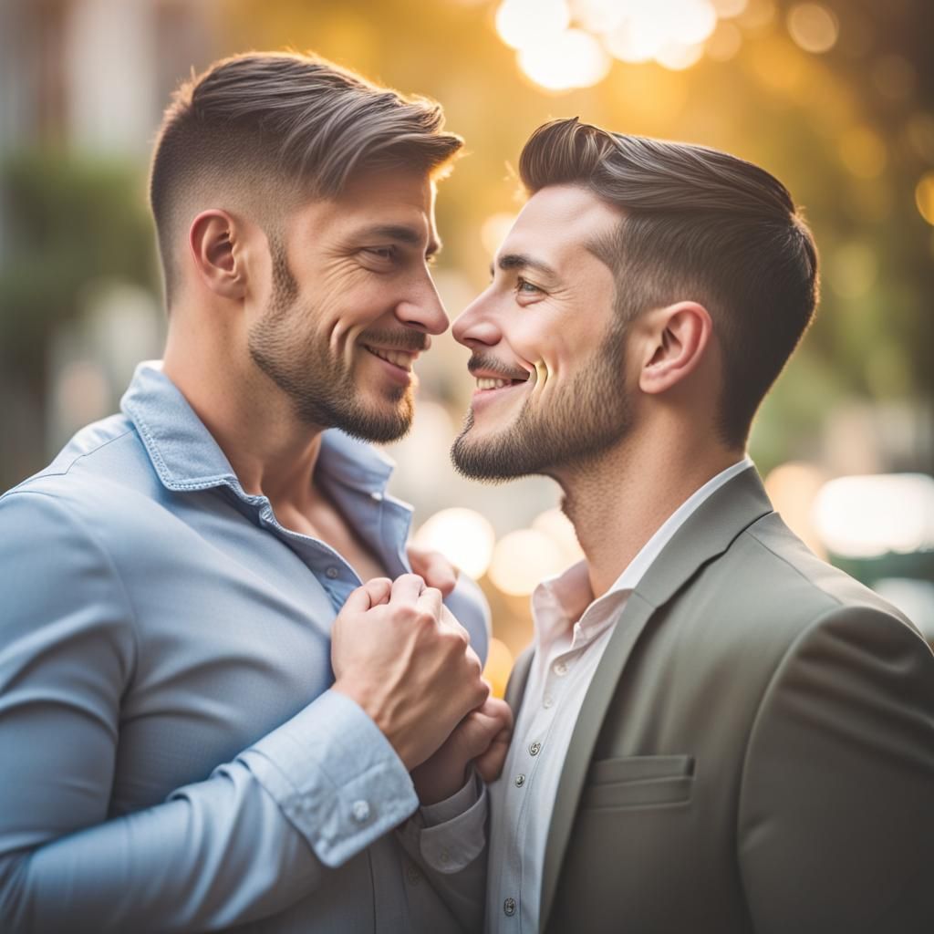 Affectionate Gay Couple in Natural Light Photography