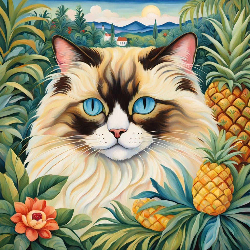 Serene Ragdoll Cat in Tropical Paradise
