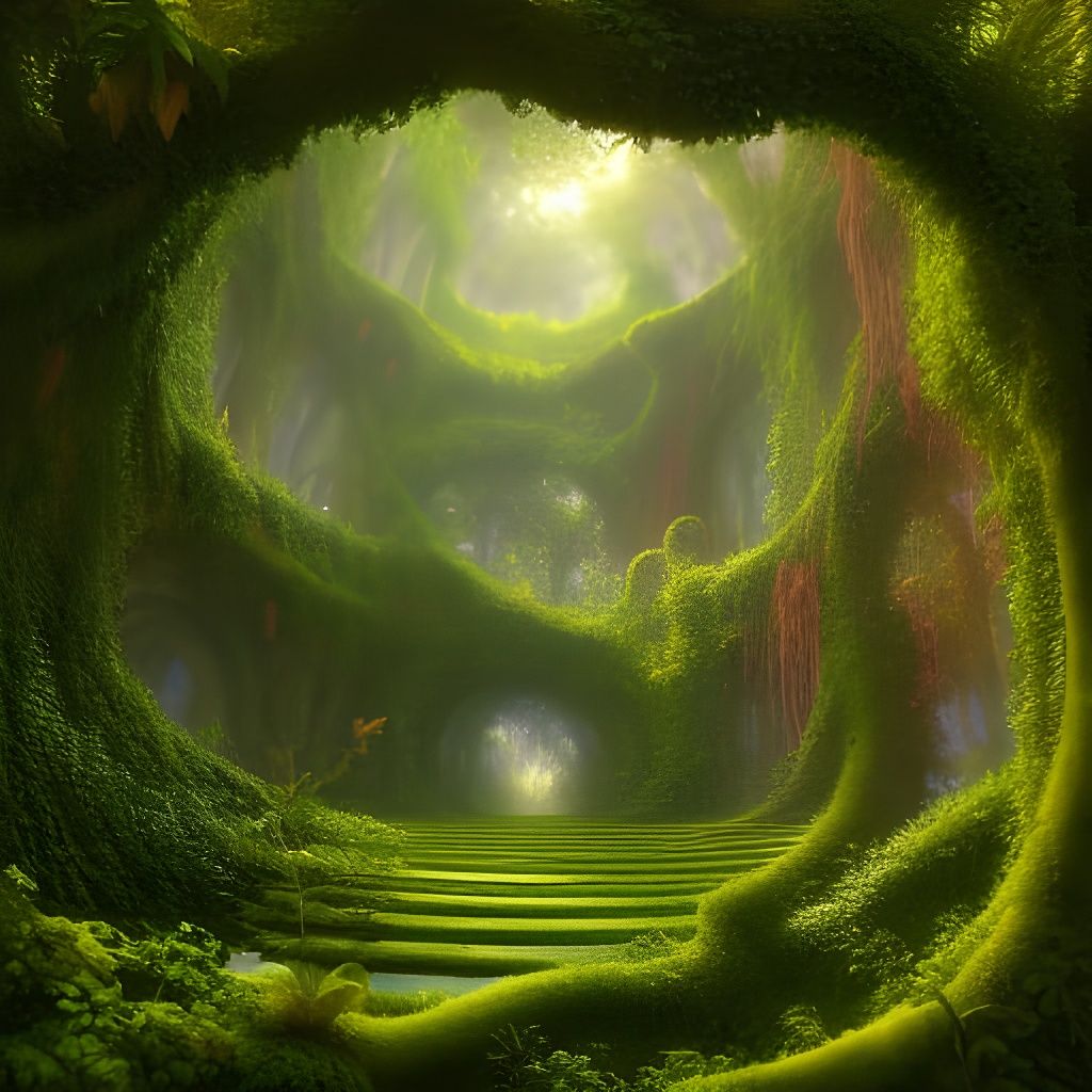 Lush Sanctuary Overgrown with Vines in Photoillustration