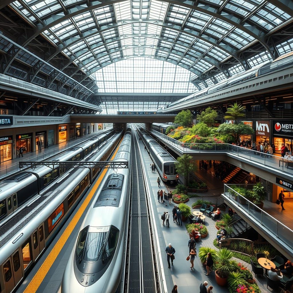 Boston Train Station of the Future in Modern Glass and Metal...