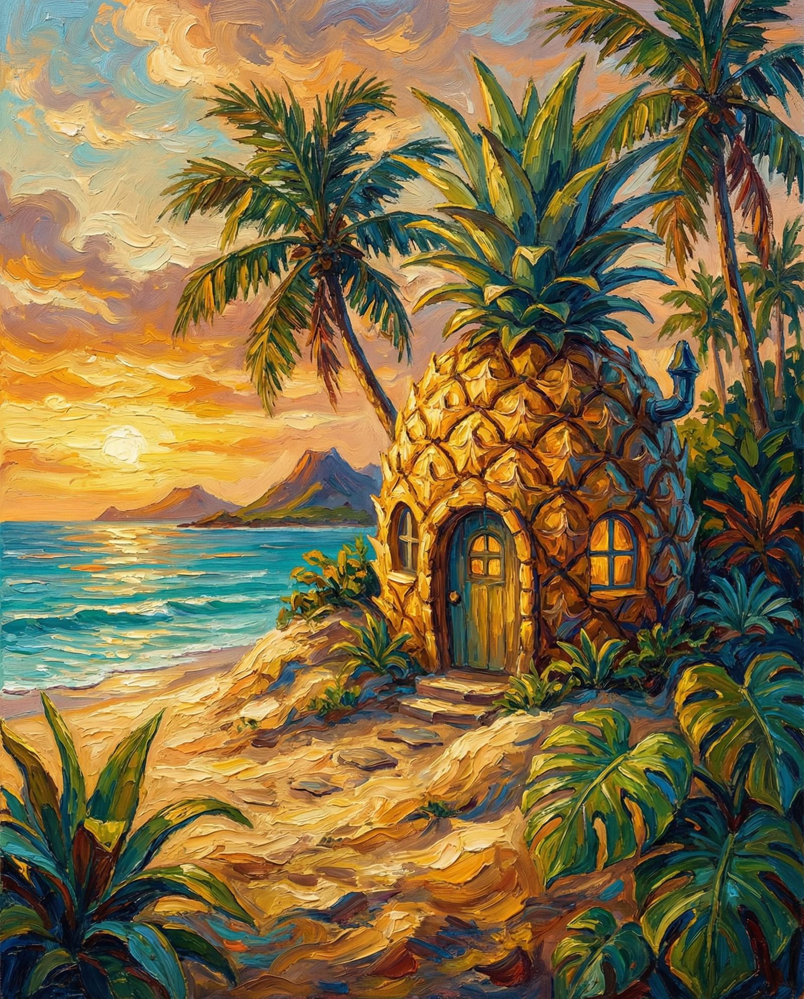 Pineapple Beach House in Golden Hour Light