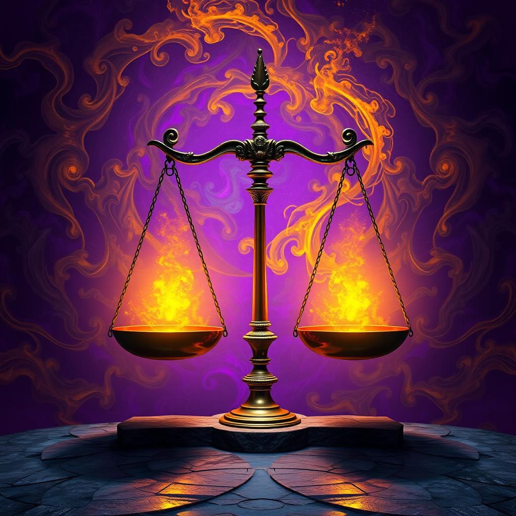 Balanced Scales in a Dark Fantasy Explosion