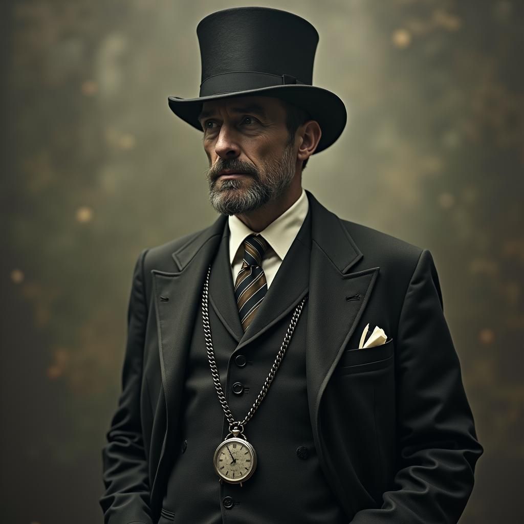 Mystifying Gentleman in Suit, Dark Fantasy Style