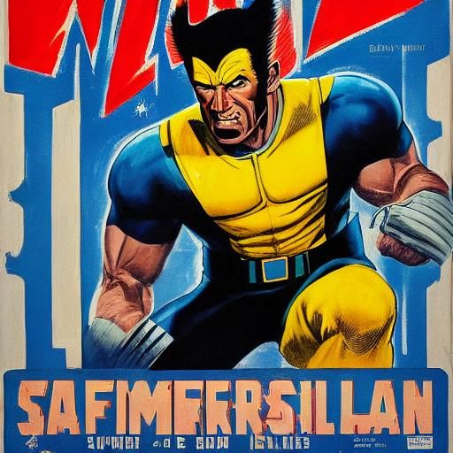 Wolverine in 1950s Style Movie Poster