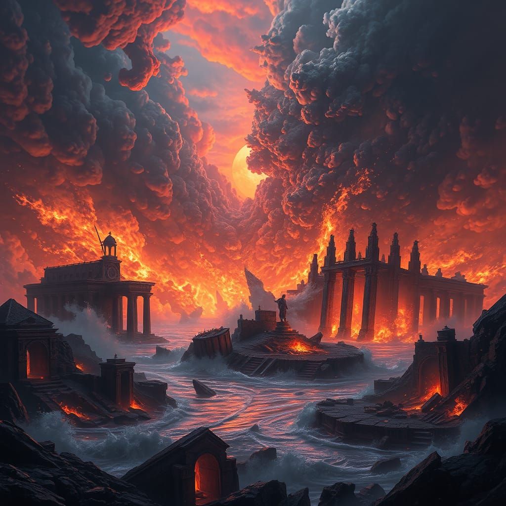 Fantasy Realm Cataclysm in Matte Painting Style