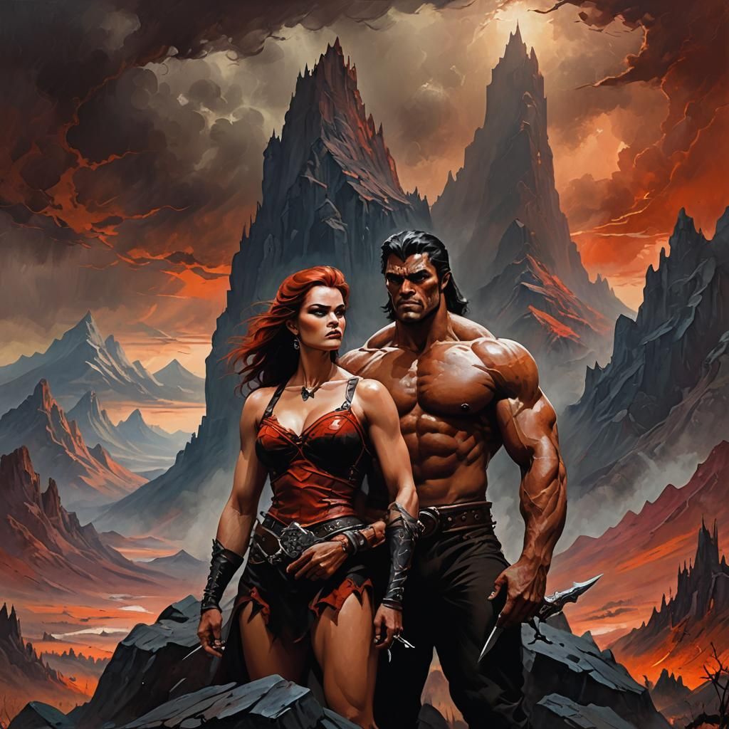 Dark Fantasy Portrait in Gothic Landscape