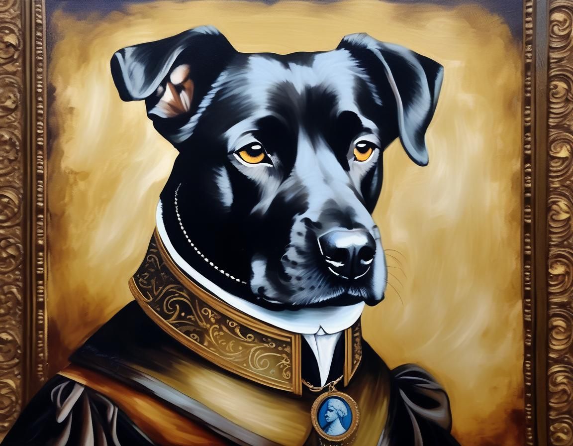 Victorian Dog Portrait in Renaissance Acrylic Style