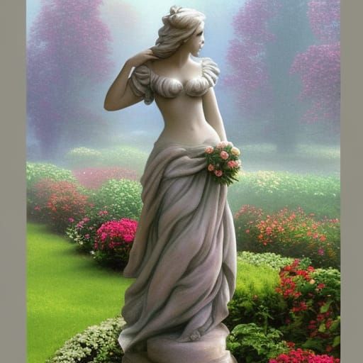 Ethereal Rose Garden Statue Sculpture
