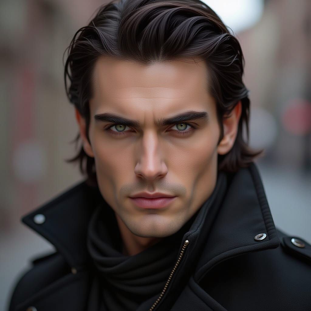 Captivating Vampire Portrait with Piercing Gaze