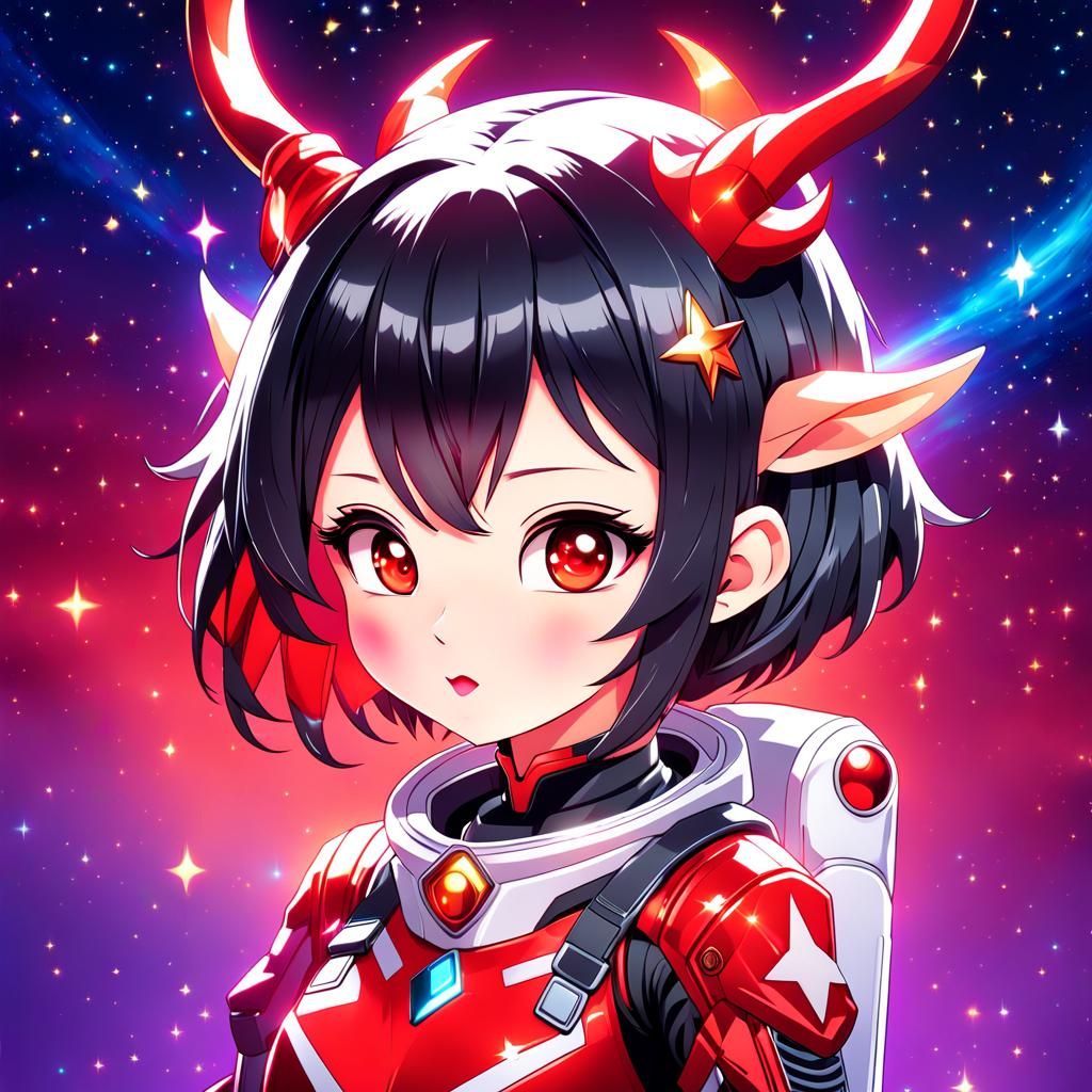 Anime Woman in Spacesuit with Antlers