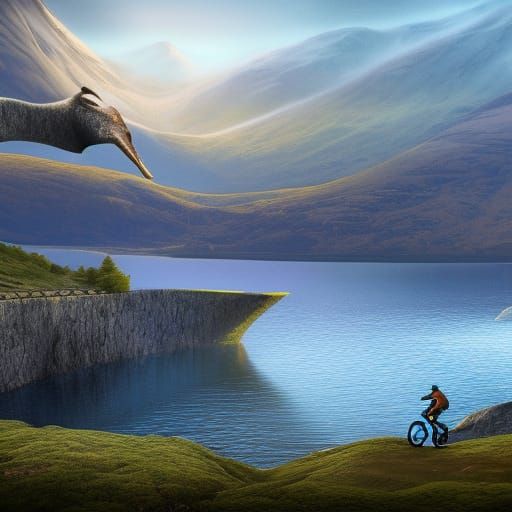 Loch Ness Monster Smiles Over Cyclist