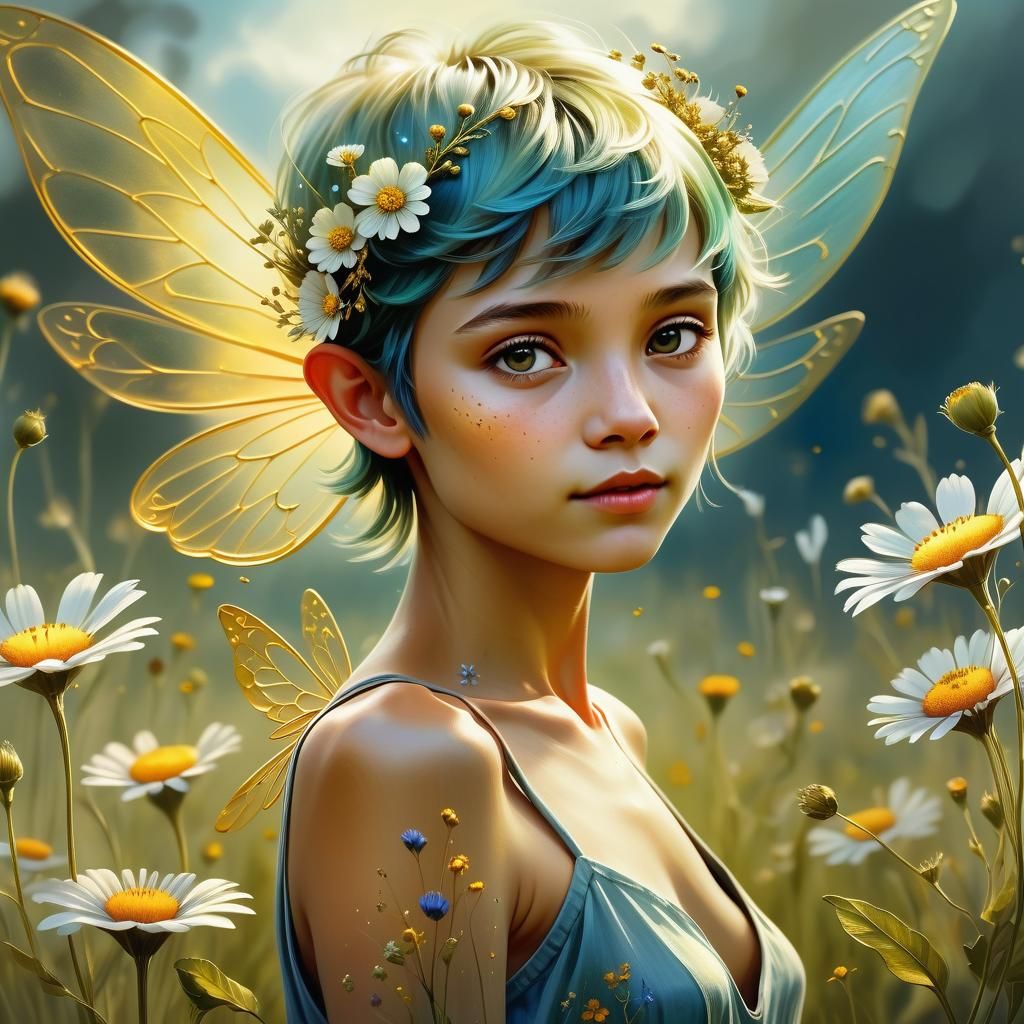 Ethereal Flower Pixie in a Golden Field