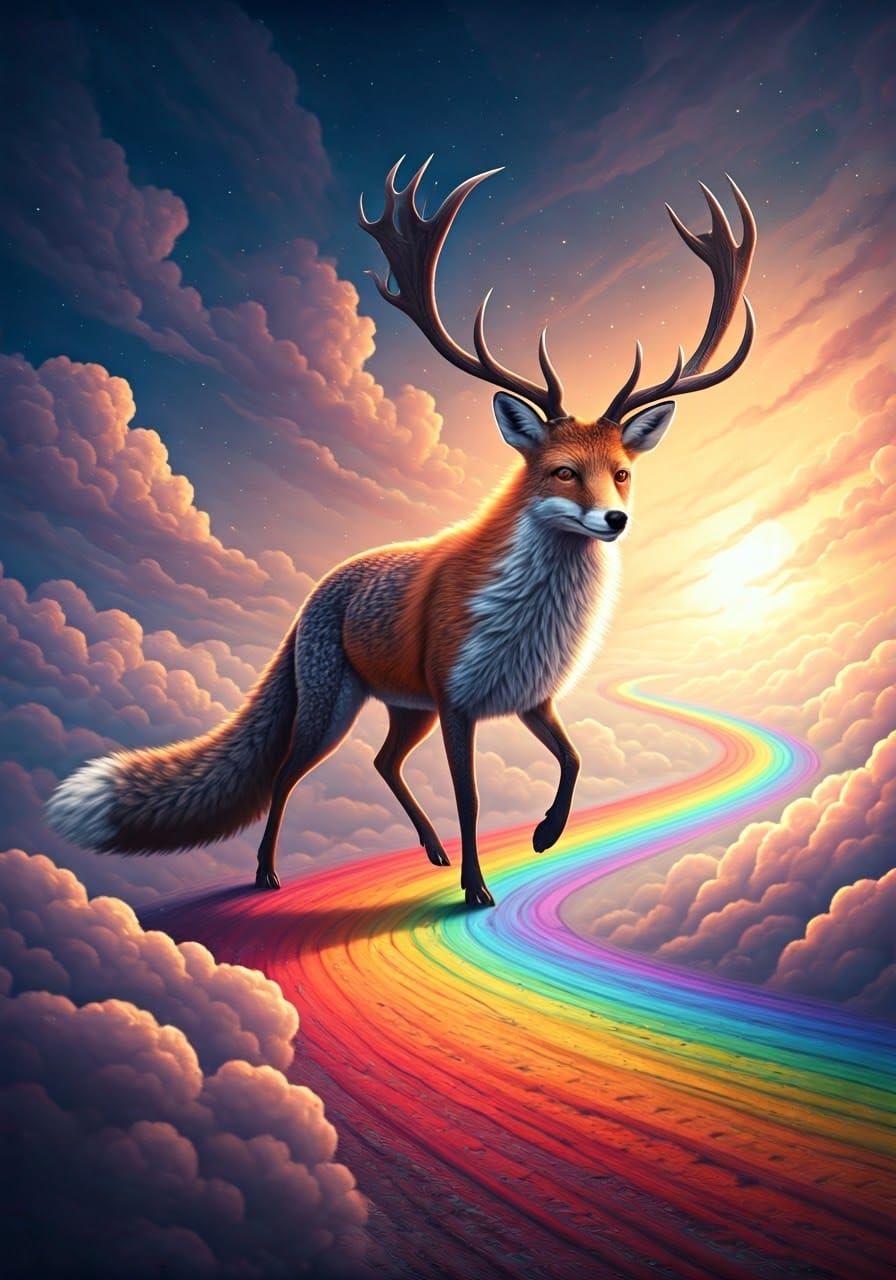 Fox-Deer Hybrid in Dreamy Digital Art Style
