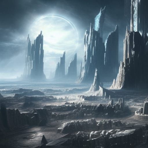 Epic Space Fortress Digital Matte Painting