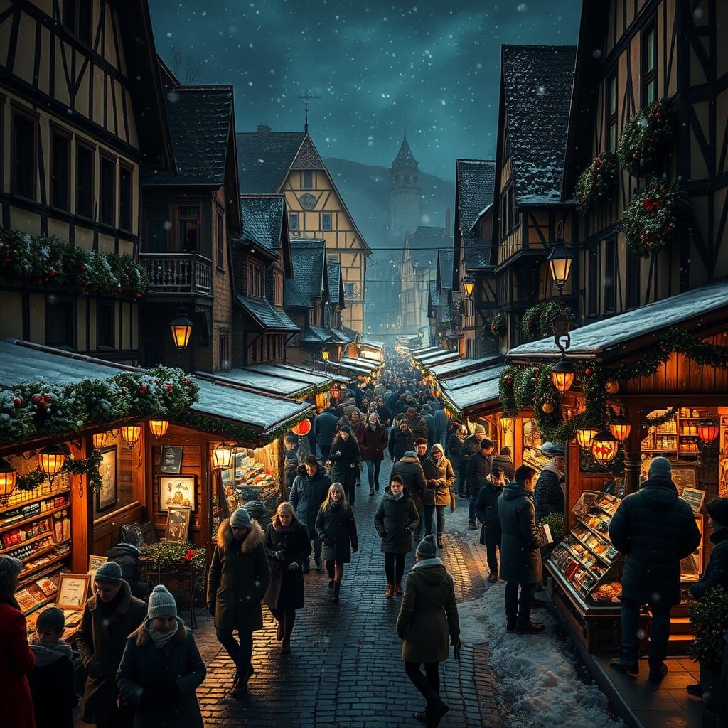 Winter Wonderland Christmas Market in Alsatian Village