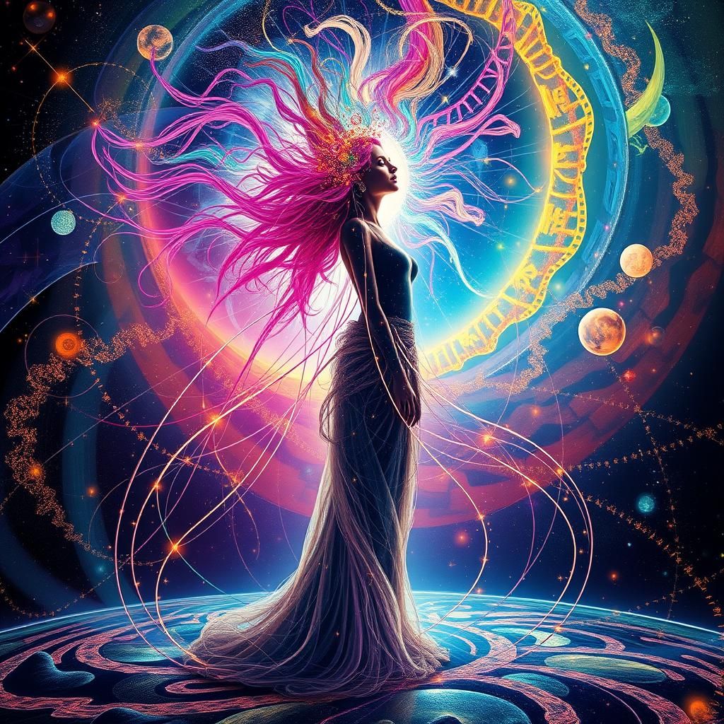 Ethereal Woman Awakens in Holographic Universe