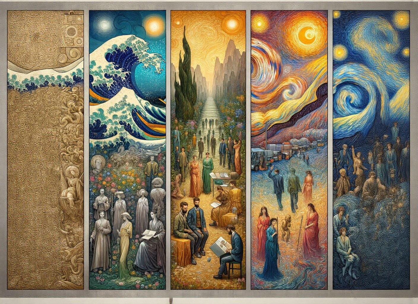 Harmonious Mural Art Blending Ukiyo-e and Renaissance Styles