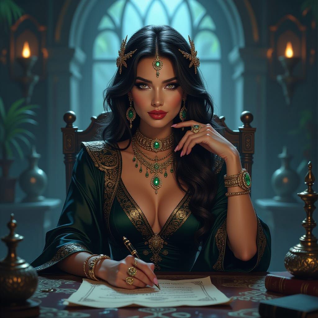 Mystical Maven of Oddities in Ornate Chamber