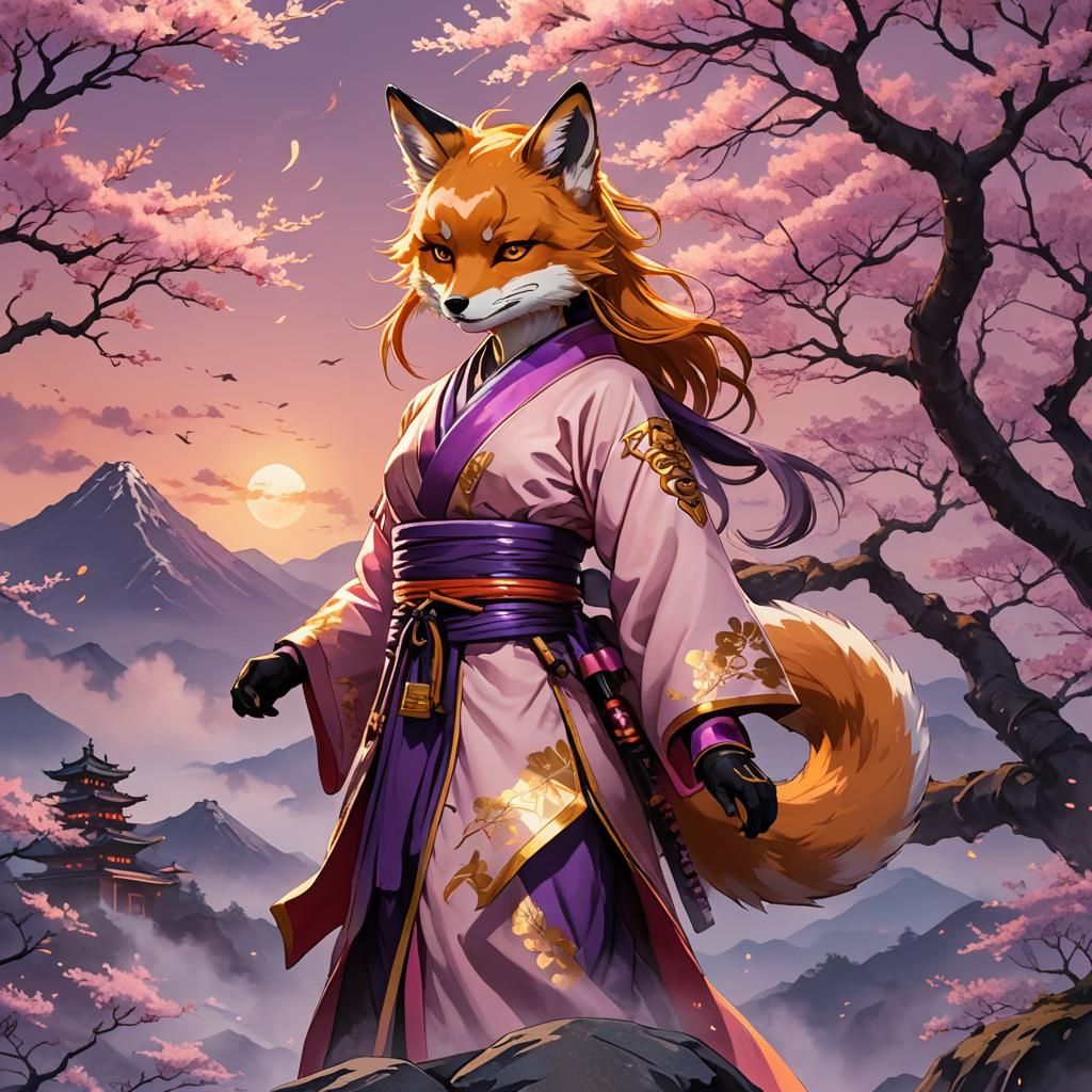 Fox Ninja Goddess in Anime Style