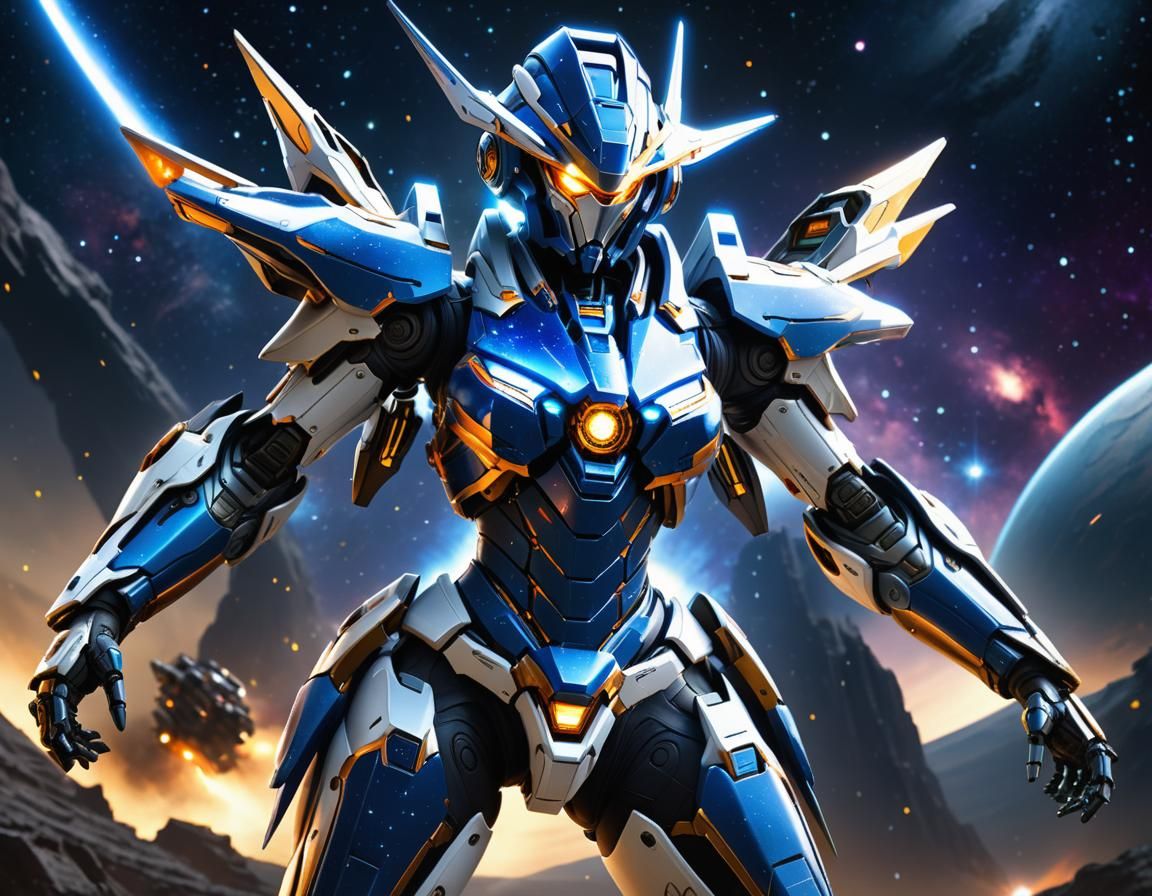 Female Mecha Sorcerer Radiating Galactic Power