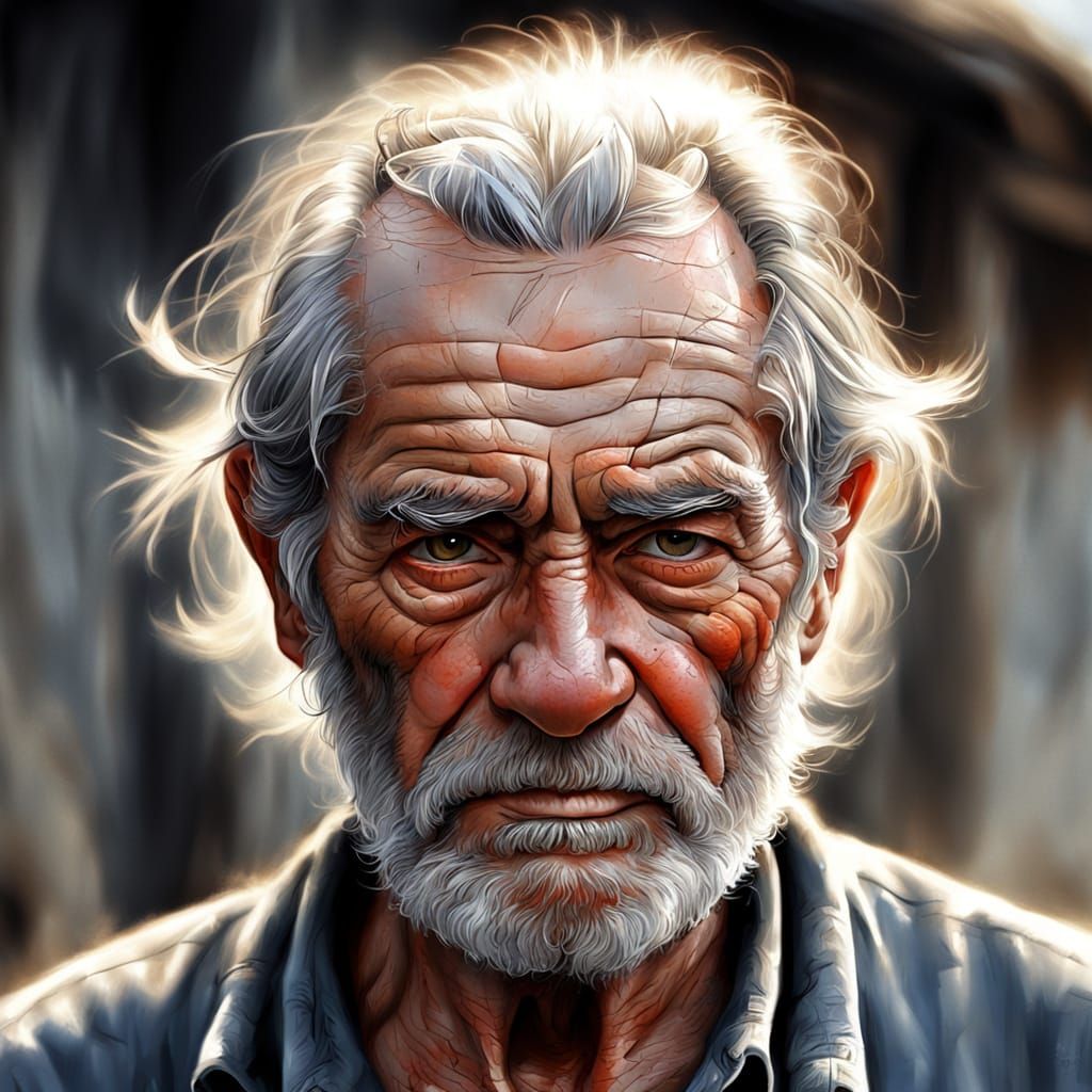 Gritty Digital Portrait of a Weathered Old Man