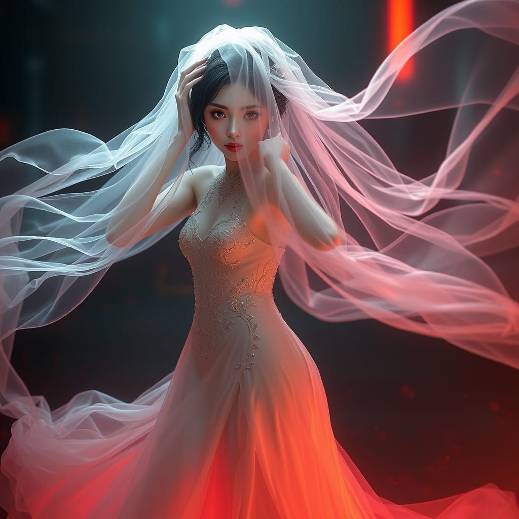 Ethereal Ghost Bride in Elegant, Whimsical Hush